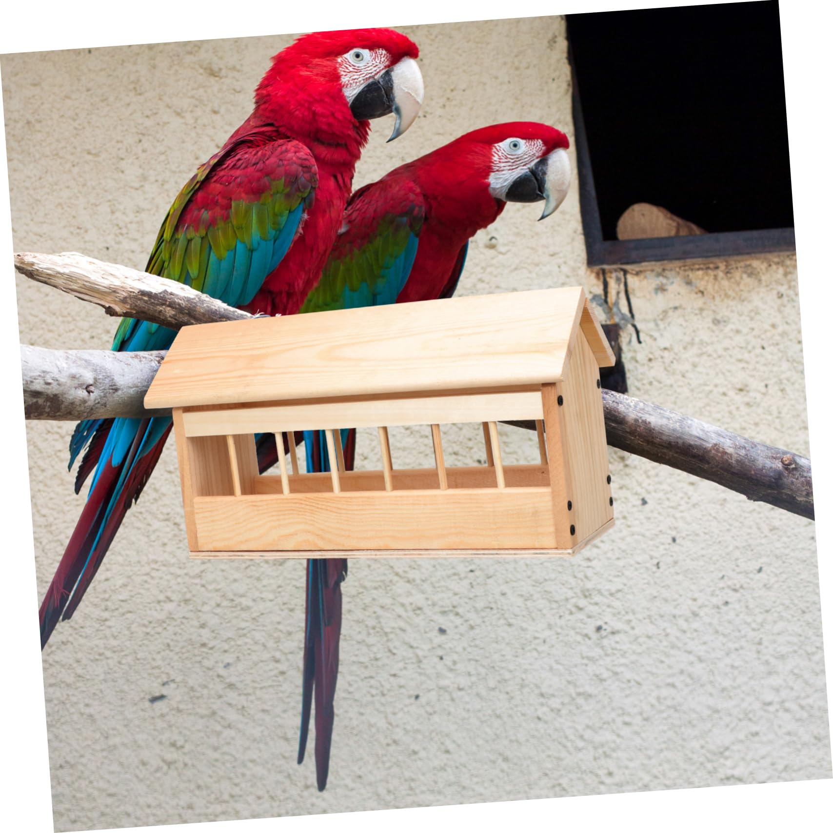 BESPORTBLE Mangiatoia per Piccioni Multi-slot in Legno Mangiatoia per Uccelli da Esterno Tetto Apribile Pratica e Duratura per Pappagallini Ondulati Canarini e Altri Uccelli Piccoli