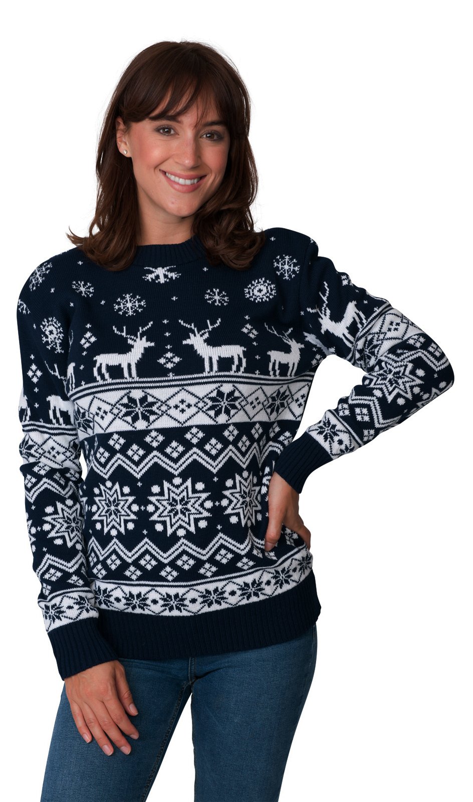 HSA New Unisex Mens Womens Jumper Christmas Xmas Novelty Retro Fairisle Santa Party Sweater Jumpers Nordic Navy Exclusively to Ltd Sizes - S/M/L/XL/2XL/3XL/4XL