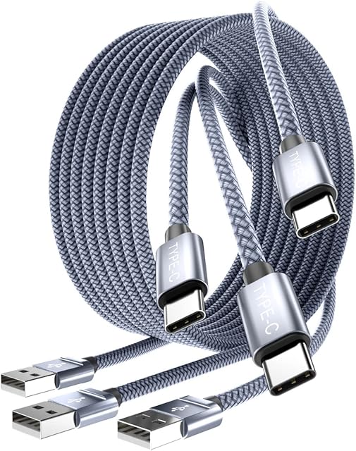 USB Type C Charger Cable 3Pack 1/2/3M,Charging Cord for Kindle Fire HD 7 2022 12th,10 9th 2019,8 10th 2020,Samsung Galaxy Z Flip Fold,S21 S22 S23,iPad Air 4th 5th Mini 6th,Google Pixel 6 5 XL