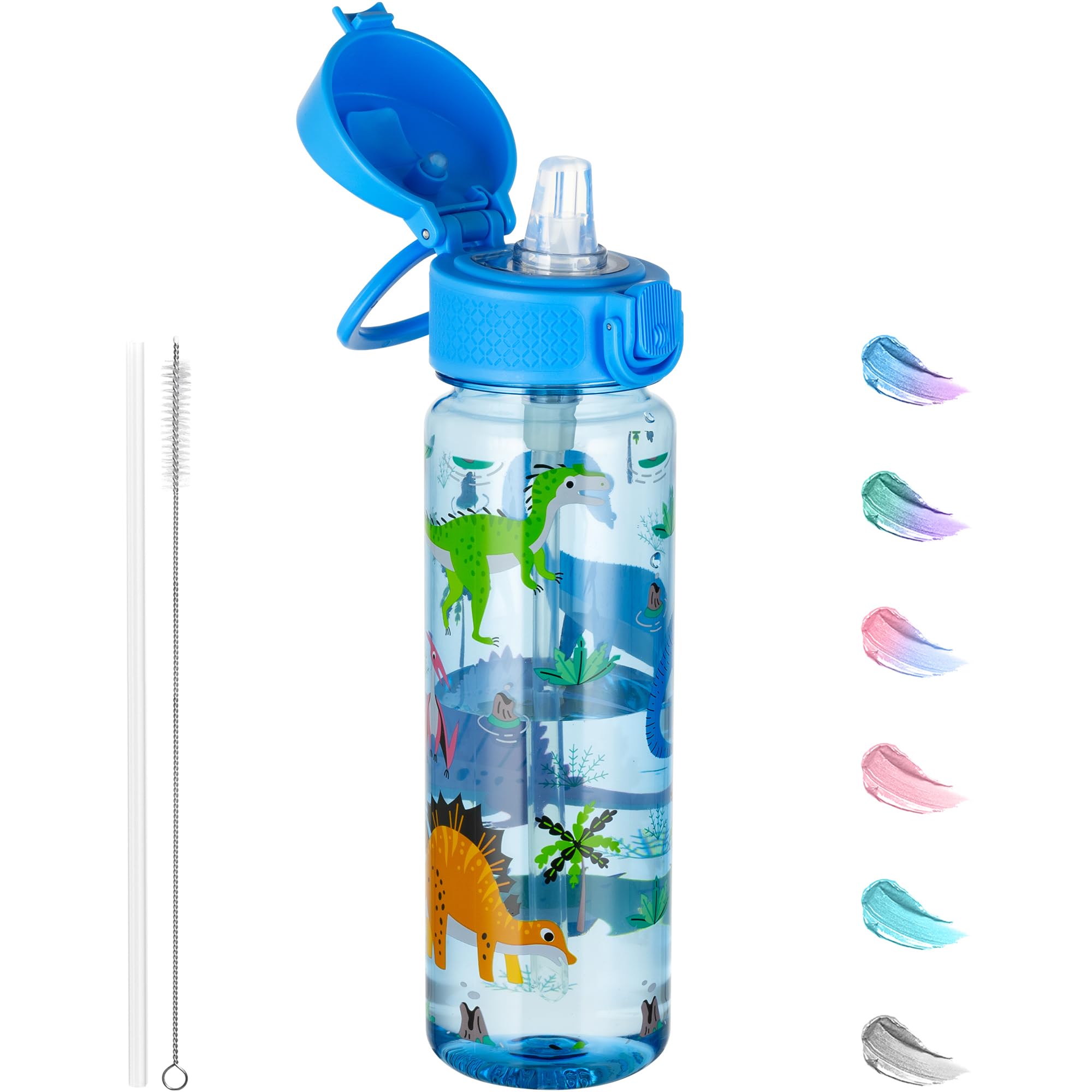 GOPPUS 500ML/17OZ Clear Tritan Water Bottle with Straw Transparent Childrens Drinks Bottle with Carrying Handle See Through Measured Bottles with Flip Top Lid Leakproof Adults Water Bottles BPA Free — image 1