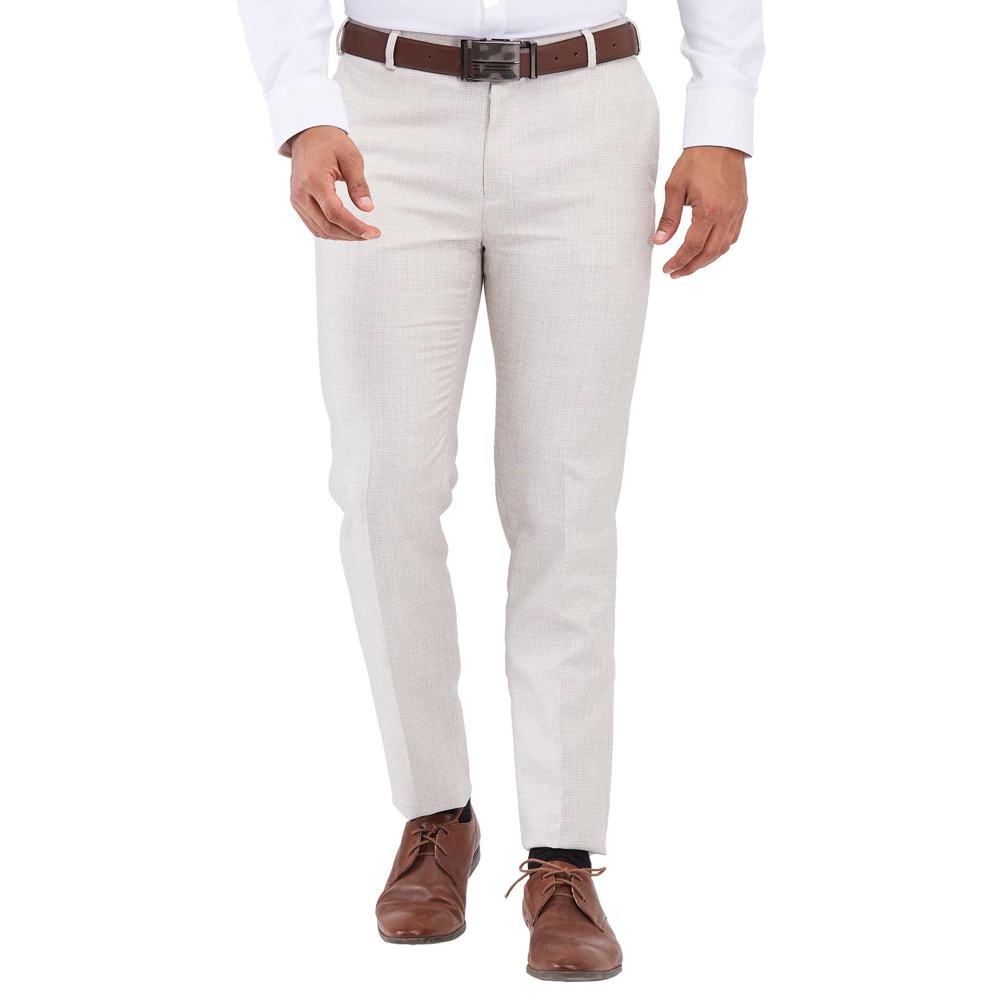 raymond Men's Mid Rise Slim Fit Structure Pattern Poly Viscose Blend Flat Front Formal Trouser-picture-14