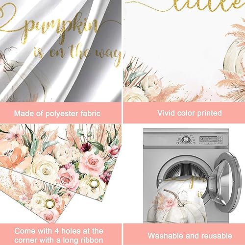 Miniatura 7 de Mocsicka Telón de fondo de calabaza para baby shower, otoño, bohemio, hierba de pampa, calabaza, otoño, baby shower, decoración de fiesta, fondo de