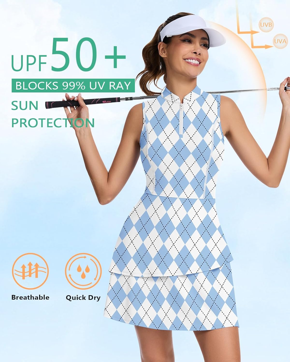 Soneven Womens Tennis Dress Sleeveless Golf Dresses with Shorts and Pockets Ruffle Sleeve Workout Athletic Dresses - Image 4