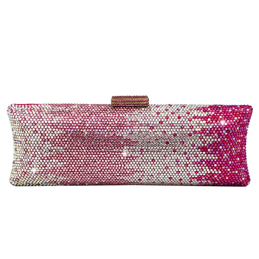 Boutique De FGG Mini monederos de mano con diamantes de imitación para mujer, bolsos largos de noche y embragues, bolsa de mano de cristal para fiesta de graduación