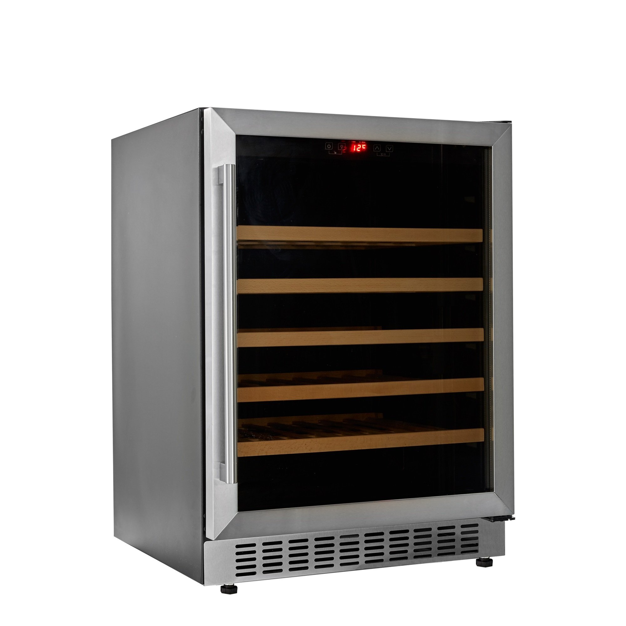 Cookology CWC600SS Freestanding Under Counter Fridge Cabinet 60cm Wine Cooler in Stainless Steel - 54 Bottle & 135 Litre Capacity - Sliding Shelves - Digital Temperature Control - Reversible Door — view 7