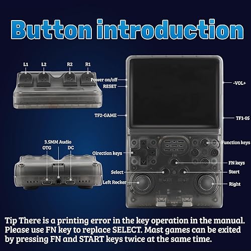 Miniatura 5 de R40S Pro+ - Consola de juegos portátil, mini consola de video retro 30000 en 1, pantalla IPS de 3.5 pulgadas, memoria de memoria TF de 256 GB,
