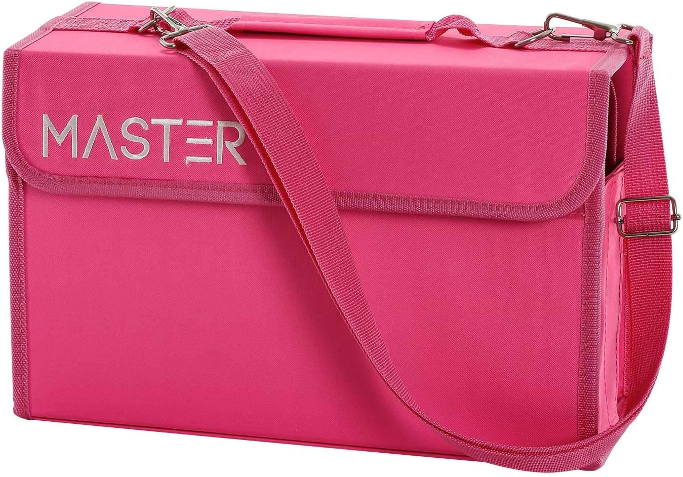 Universal Pink 80 Slot Premium Heavy-Duty Nylon Marker Storage Case with Shoulder Strap - Works with Lipstick, Prismacolor, Copic, Sharpie, and more (Pink)
