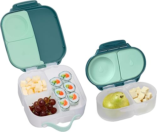 b.box Mini recipientes para almuerzo + aperitivos (bosque de esmeralda) el paquete de 2 incluye lonchera (capacidad de 4 14 tazas) y caja de