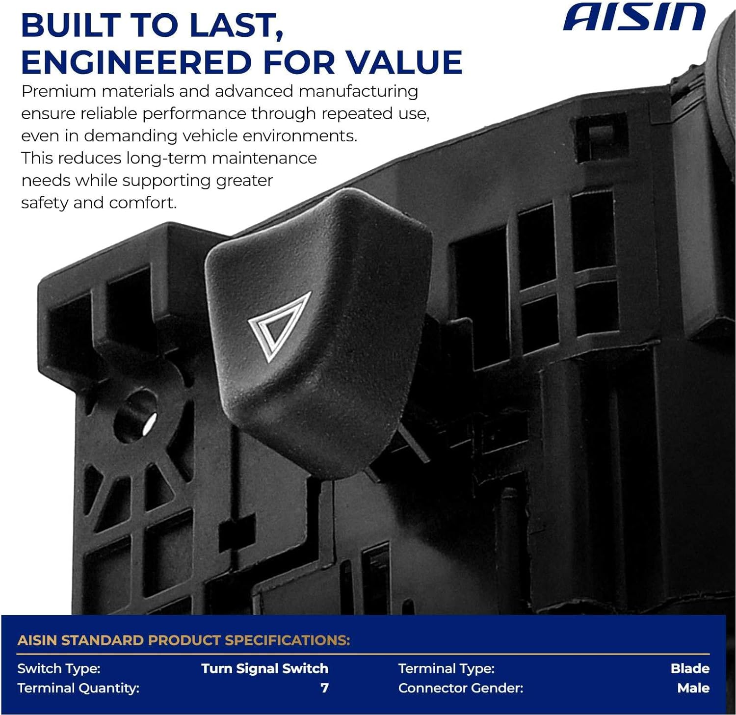 AISIN AFTERMARKET TSSVG-00108 Turn Signal Switch Multi-Function Combination Switch - Compatible with Volkswagen Jetta 1988-1989, Golf 1988-1990