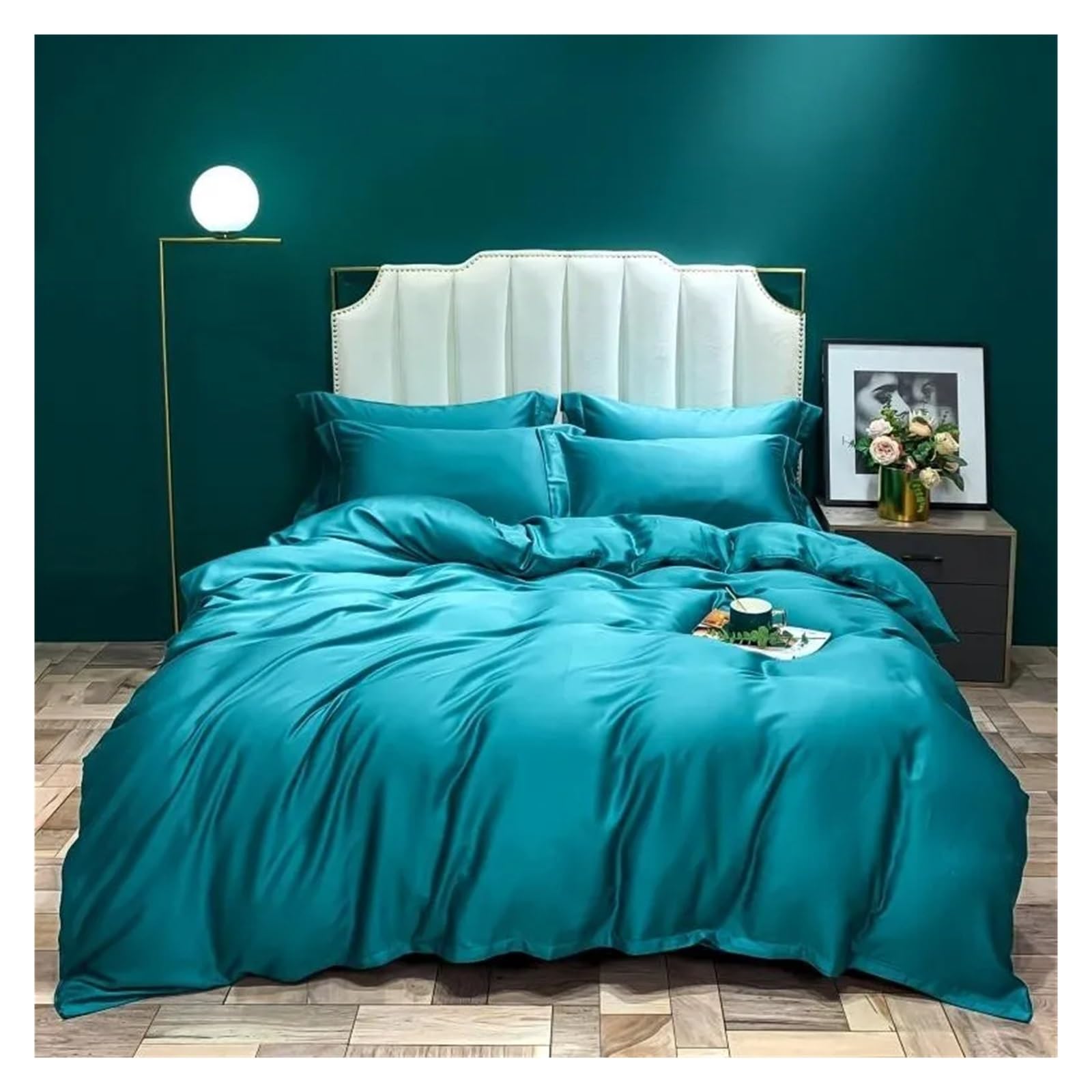 Sbcgfy C White Silk Ooling Duvet Over Bed Sheet Pillowcases Queen King Family Oversize Omforter Over Bedding Set,Otton Duvet,-Queen 4Pcs