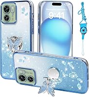 Vista 18 de Funda protectora para Motorola Moto G24, funda protectora de TPU con función atril y correa para Motorola G24 Power (morado)