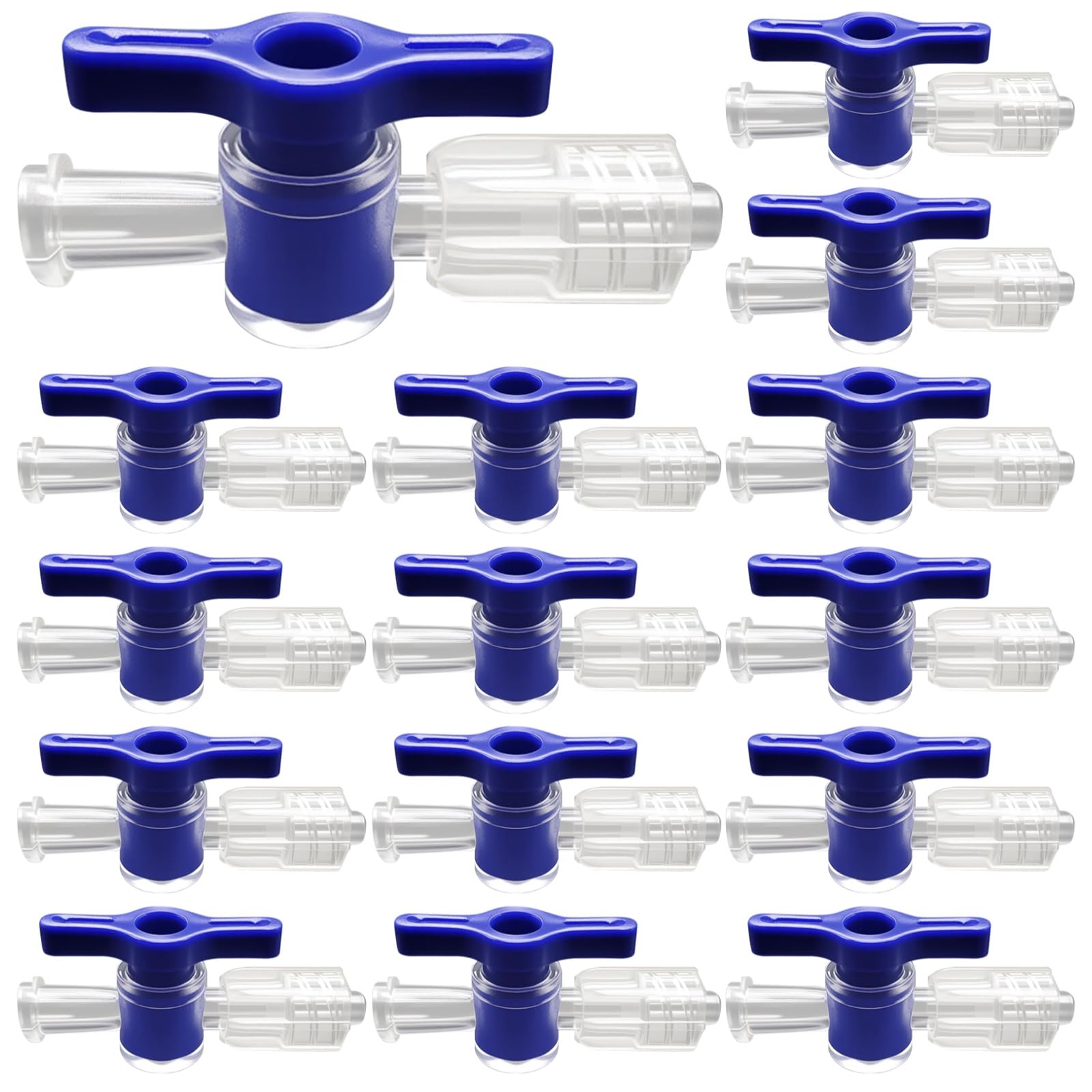 Interrupteur en plastique pour impression, 15 pièces de robinet d'arrêt bidirectionnel, applications de transfert de fluide, connecteurs Luer Lock, avec capuchon de verrouillage et poignée bleue