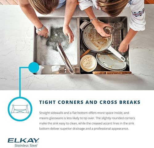 Miniatura 9 de Elkay Crosstown - Kit de fregadero de acero inoxidable calibre 16 de 30-12 x 18-12 x 8 pulgadas
