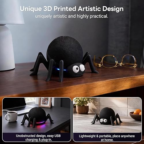 Miniatura 4 de Cute Spider Stand for Echo Dot 4th & 5th Gen, 3D Printed Big-Eye Spider Holder for Echo Dot, Decorative Desktop Speaker Stand