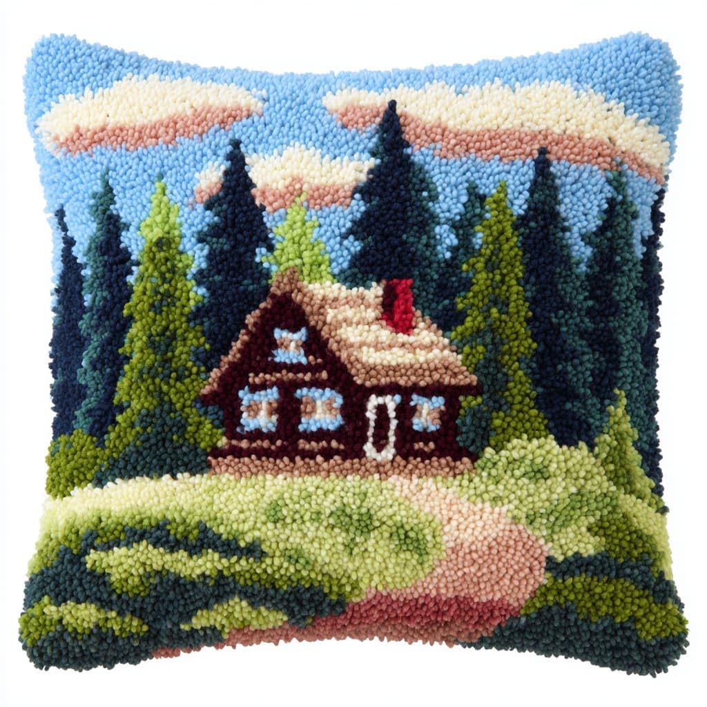 Henypt Latch Hook Cushion Kits Country Cottage