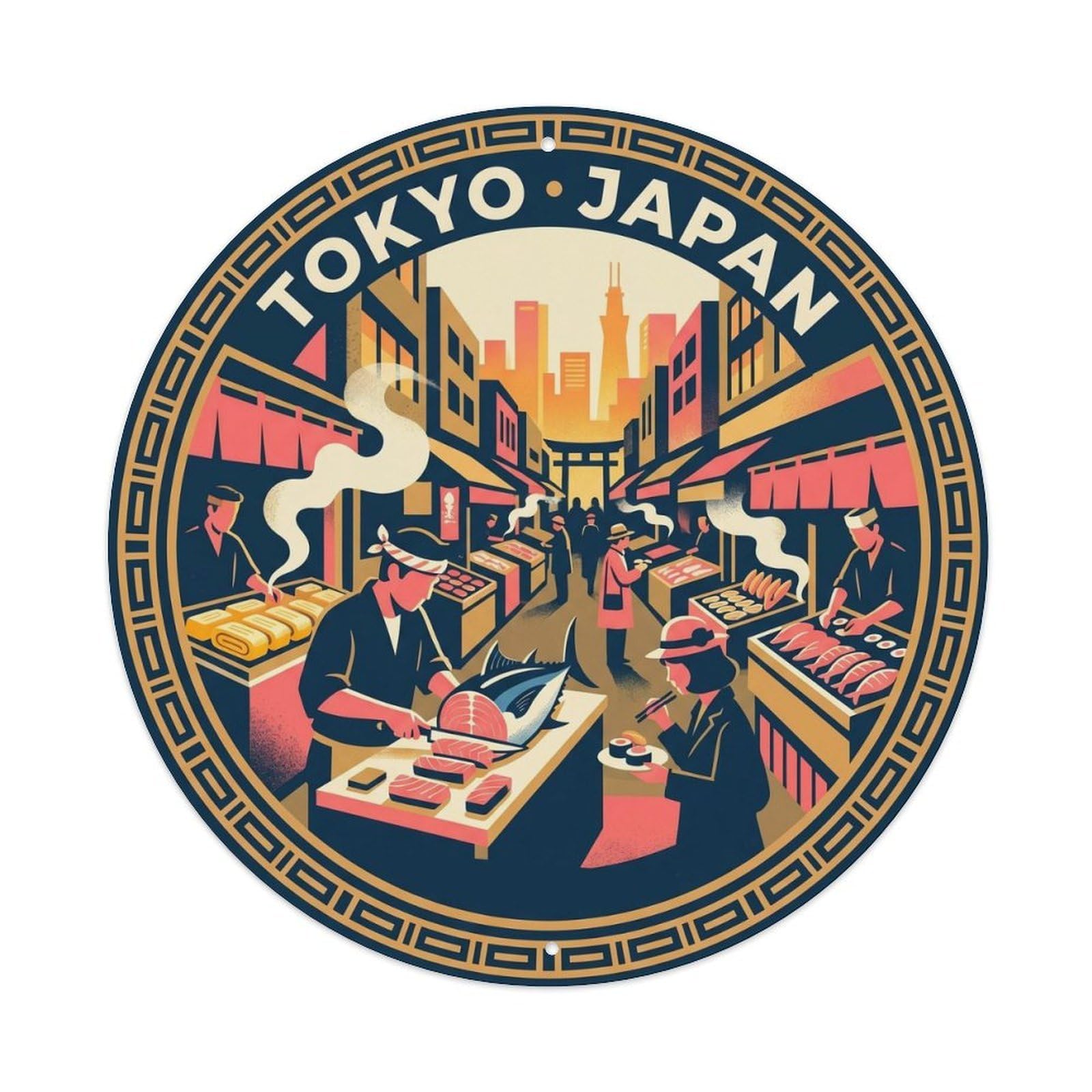 Tokyo Tsukiji Outer Market Sushi Breakfast Festival Metal Tin Sign