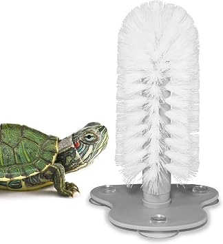 Turtle Brush with Suction Cup for Tank, Three High Suction Power Suction Cup Turtle Shell Cleaning Brush, White