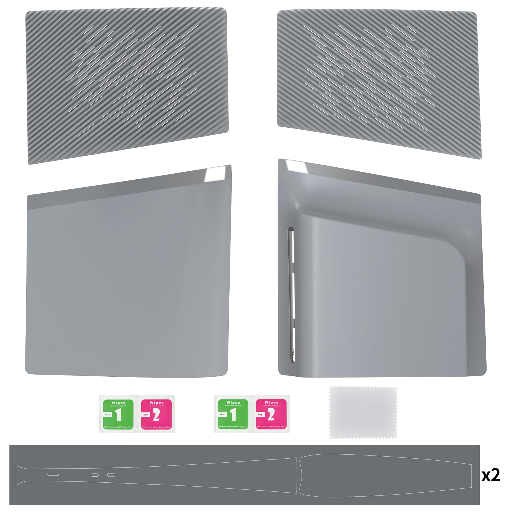 eXtremeRate eXcover Wymienny Górny Dolny Panel Konsoli Kompatybilny z ps5 Slim Disc Edition, Boczne Panele Obudowy Tylna Pokrywa z Otworem Wentylacyjnym Kompatybilna z ps5 Slim Disc Konsolą–Szary