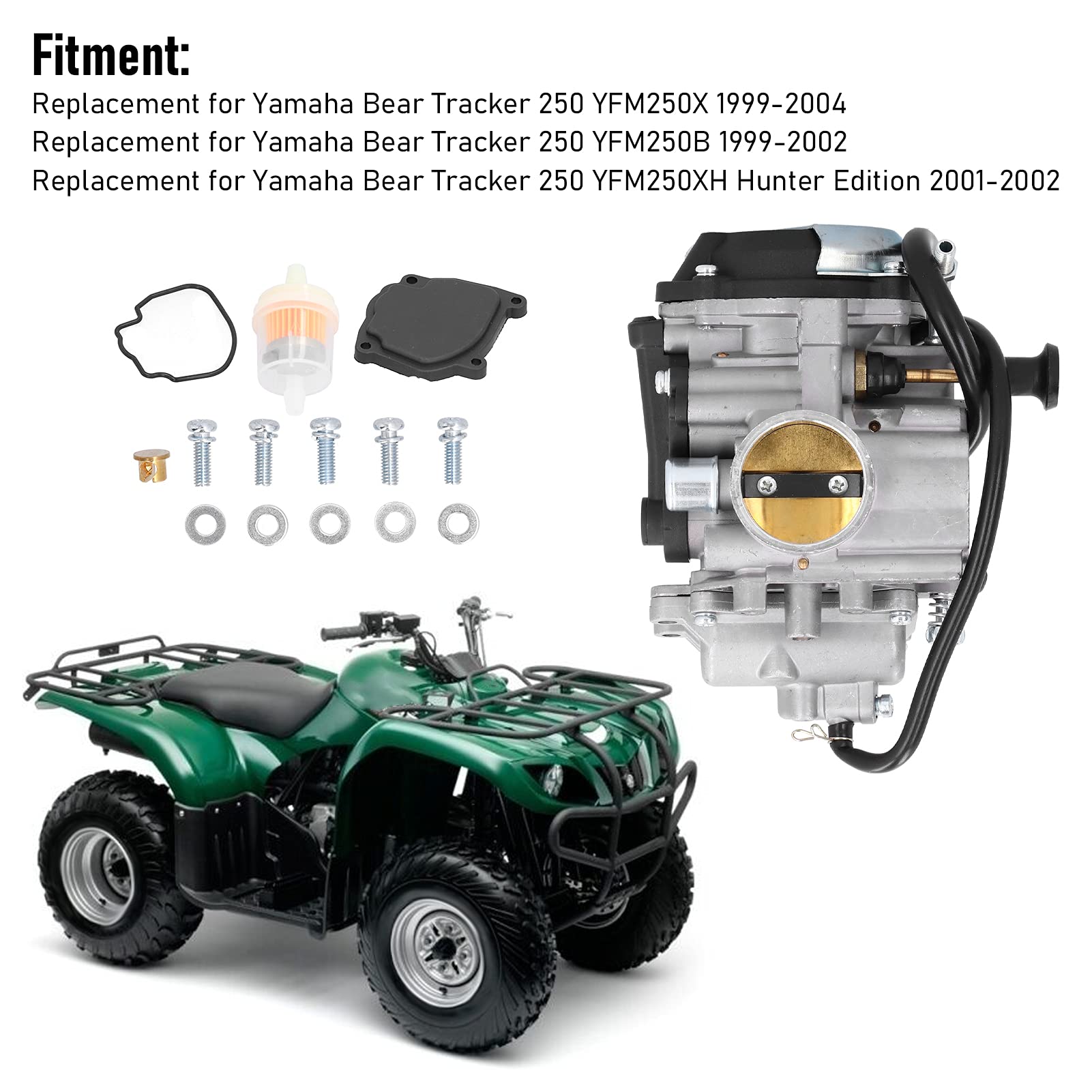 Carburatore per moto, sostituzione del carburatore ATV in lega di alluminio per Yamaha Bear Tracker 250 YFM250X 1999-2004