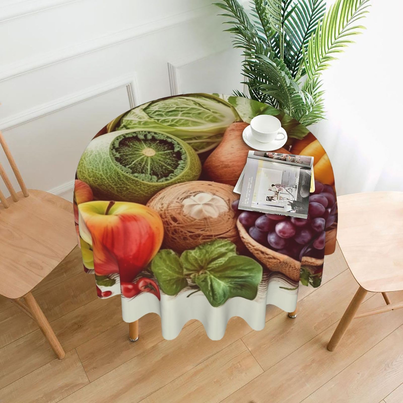 Nappe ronde imperméable 152 cm antitache lavable pour table de cuisine et salle à manger