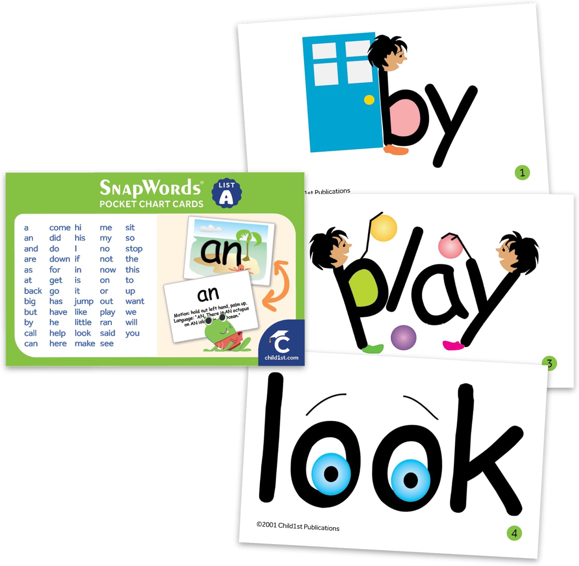 SnapWords List A Pocket Chart Cards Multisensory | Kinesthetic Flash Cards | ESL | ELL
