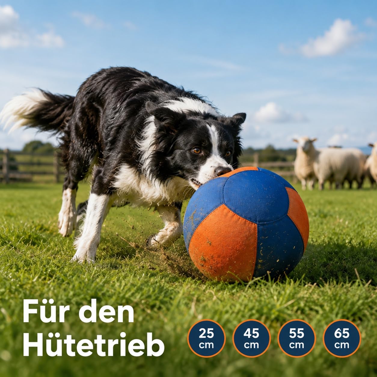 Generisch Herding Ball für Hunde, Treibball für Hunde Bissfest Gross, Aufblasbarer Hundeball, Outdoor-Trainingsgerät für Border Collies, Innenhöfe und Pools (Orange & Blau, 55 cm / 21.65 in)