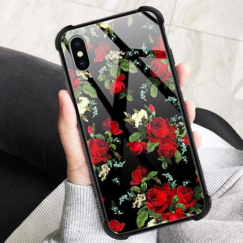 Miniatura 3 de funda para iPhone XXS, vidrio templado 9H, diseños para niñas y mujeres, de silicona suave TPU, resistente a los golpes, de 5.8 pulgadas, Patrón rosa