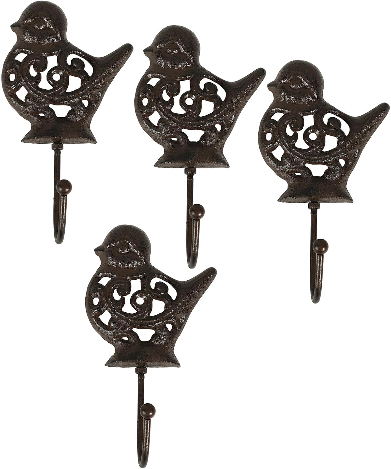 Mipcase Cast Wall Coat Hooks, Decorative Hollow, 4pcs Set Multifunctional Metal Wall Hanging Storage Hooks for Bedroom, Entryway, and Bag Organizer