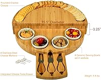 Vista 3 de Picnic at Ascot Deluxe Custom Engraved Bamboo Cheese/Charcuterie Board with Accessories - Innovative Patented Design - Quality Assured in The USA