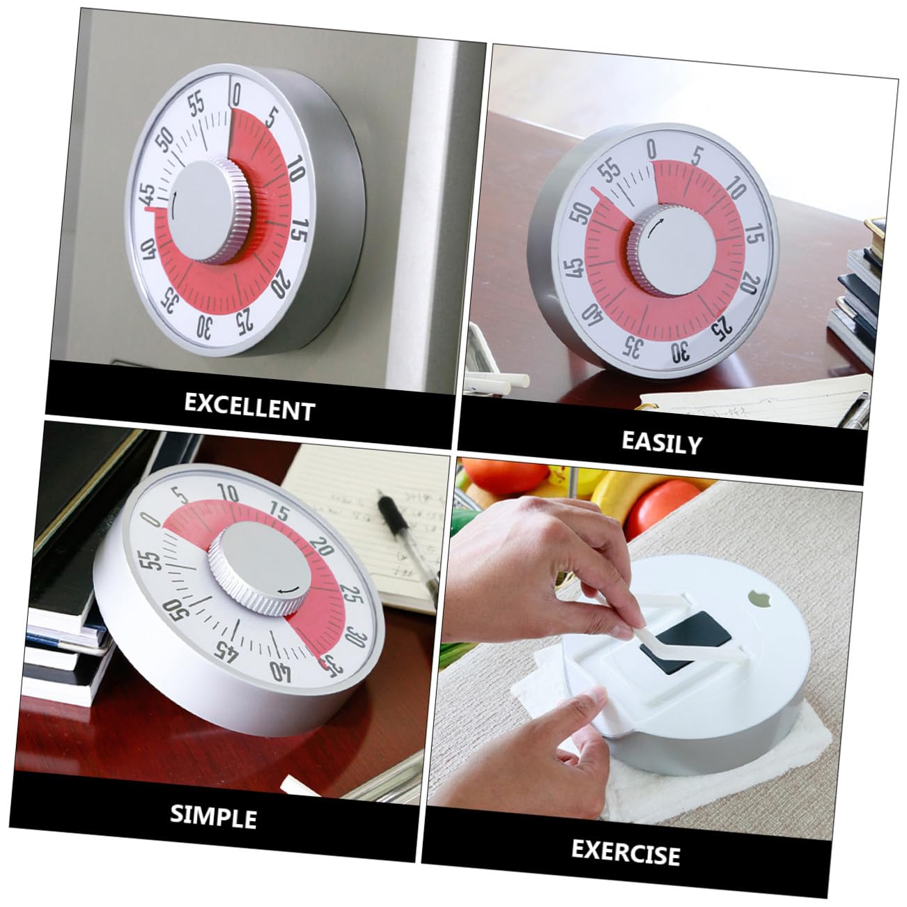 Weißer Countdown Timer für Lernen und Backen mit Erinnerung aus Abs