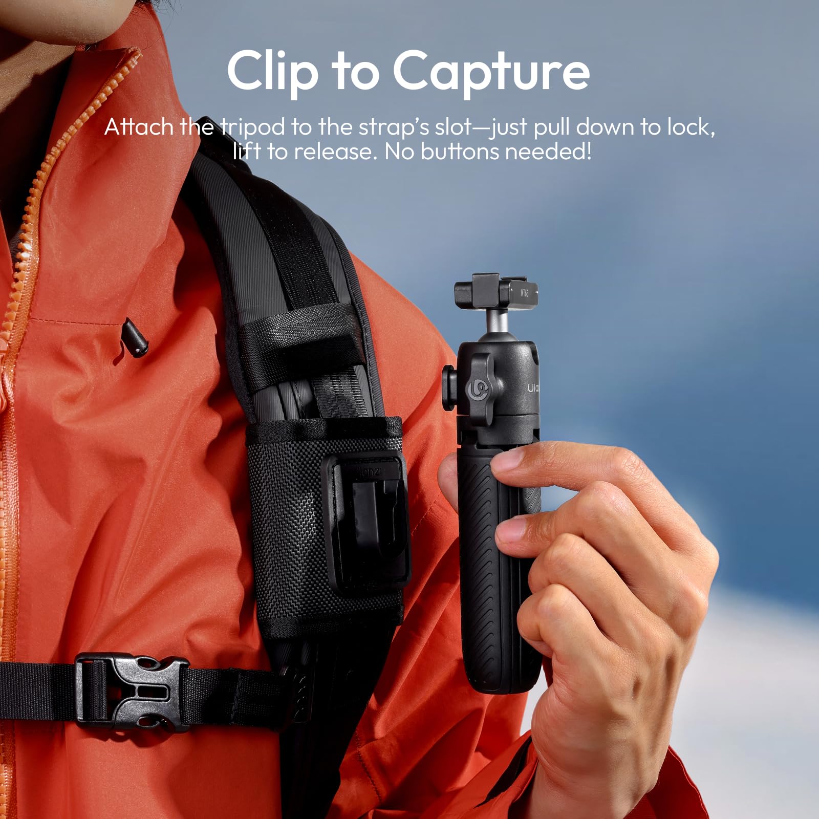 ULANZI MT66 Kleines Action Kamera Stativ für DJI Osmo Action 5 Pro, Nano/Osmo Action 4, mit Rucksack-Klettverschluss, magnetischer Schnellwechsel-Adapterhalterung, Selfie-Stick/Mini-Stativ