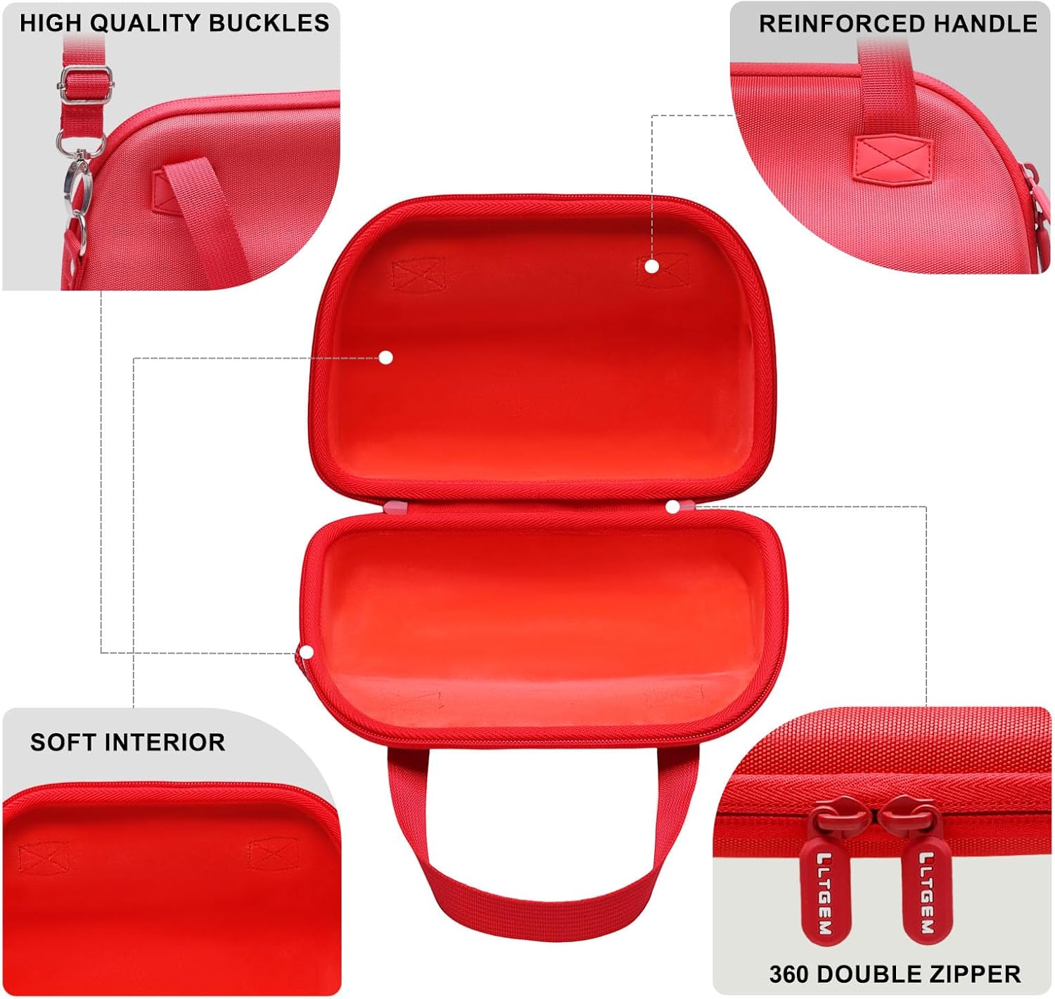 LTGEM Case Compatible with JBL Charge 6 /Charge 5 /Charge 4 Portable Speaker with Removable Strap, Black - Image 4