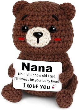 CheriGift Nana Gifts, Handcrafted Adorable Crochet Bear Decor, Birthday Gifts for Nana, Sweet Keepsake Presents for Nana's Birthday Christmas Mother's Day