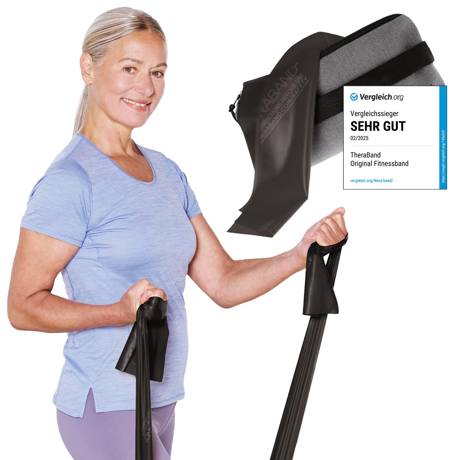 ARTZT TheraBand Fascia Elastica Per Esercizi - Nero Resistenza Forte 3,3 Kg - 2,5 M Con Borsa - 6