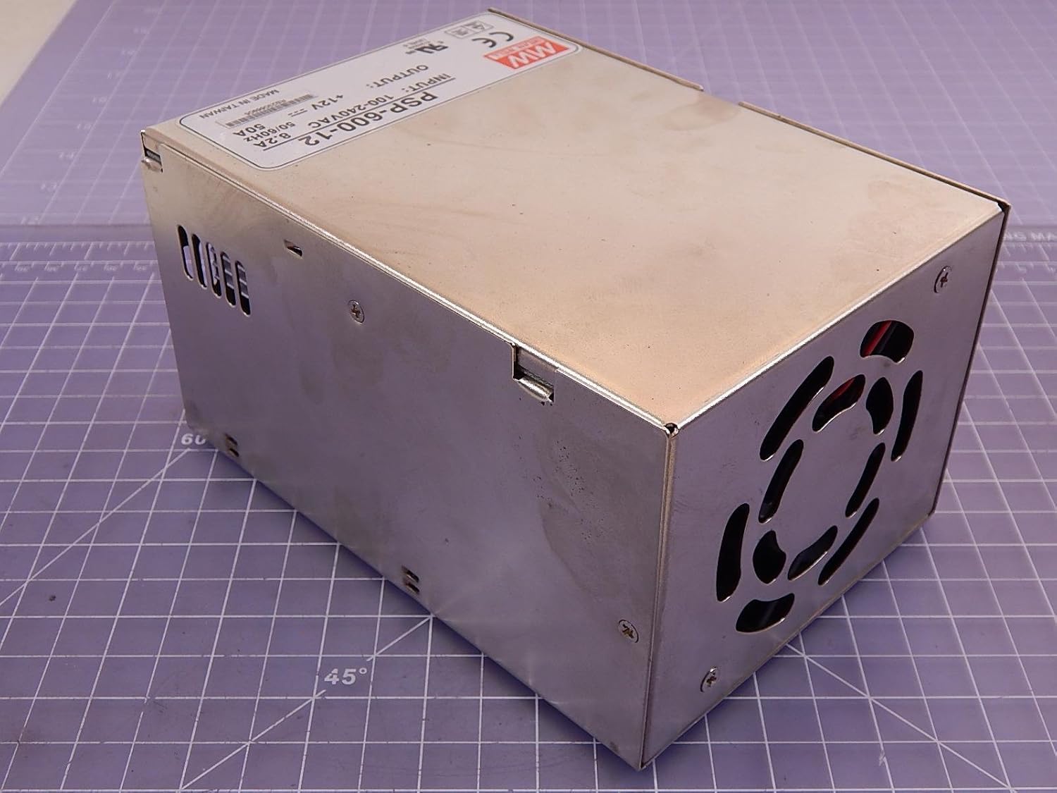 Mean Well PSP-600-12 Enclosed Switching AC-to-DC Power Supply, Single Output, 12V, 600W, 3.7" H x 4.7" W x 6.7" L