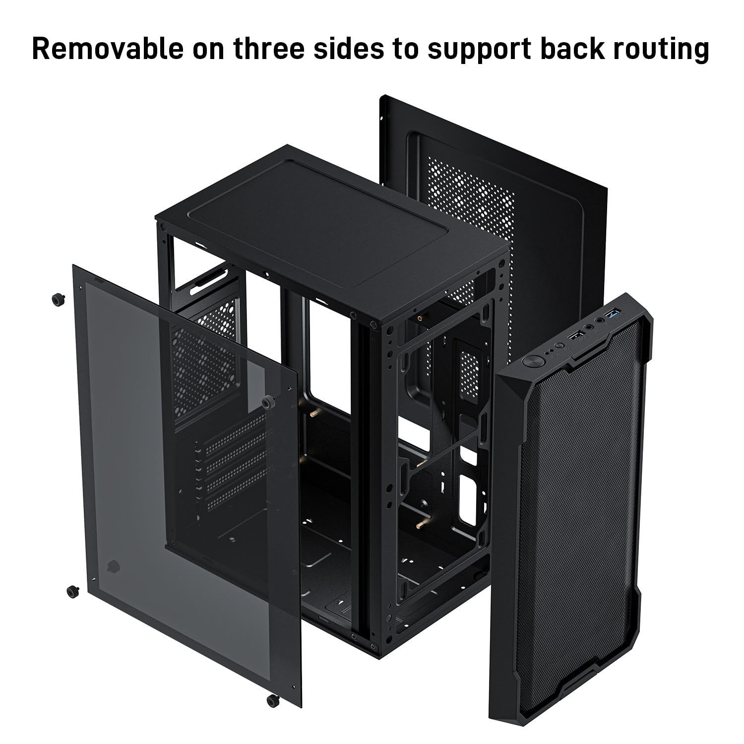 Obudowa Micro ATX, obudowa MATX Mini PC ITX obudowa komputera stacjonarnego obsługuje zasilacz ATX / 250 mm GPU / 140 mm chłodziarka procesora/2 x wentylatory 12 cm i 1 x wentylator 8 cm/1 x dysk