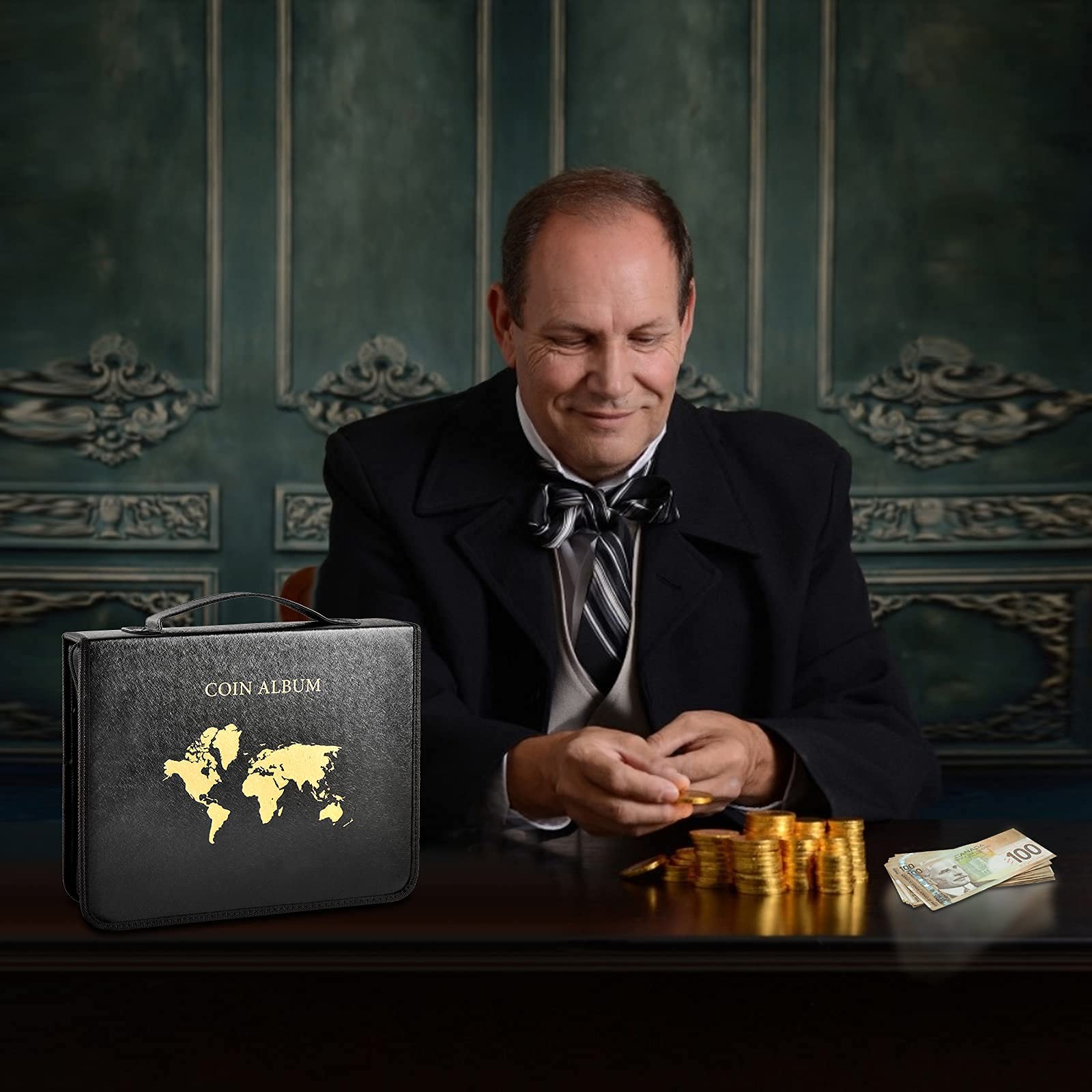 Coin Collection Book Holder for Collectors, 200 Pockets Collecting Album & 30 Sleeves Paper Money Display Storage Case for Currency Collection Supplies (200 coins+30 paper money binder)