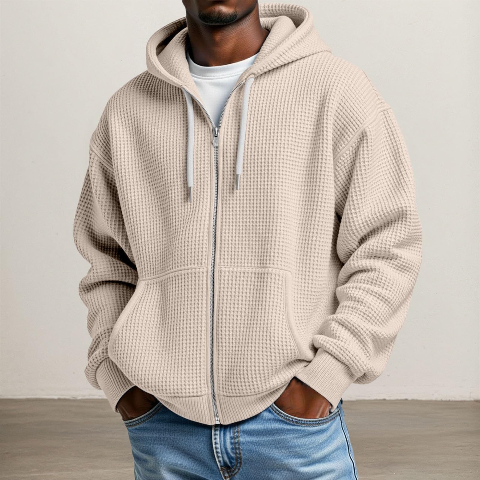 Genérico Sudadera De Punto con Capucha Y Cremallera Informal Y Cálida con Forro Polar Y Bolsillos para Comodidad En Otoño E Invierno