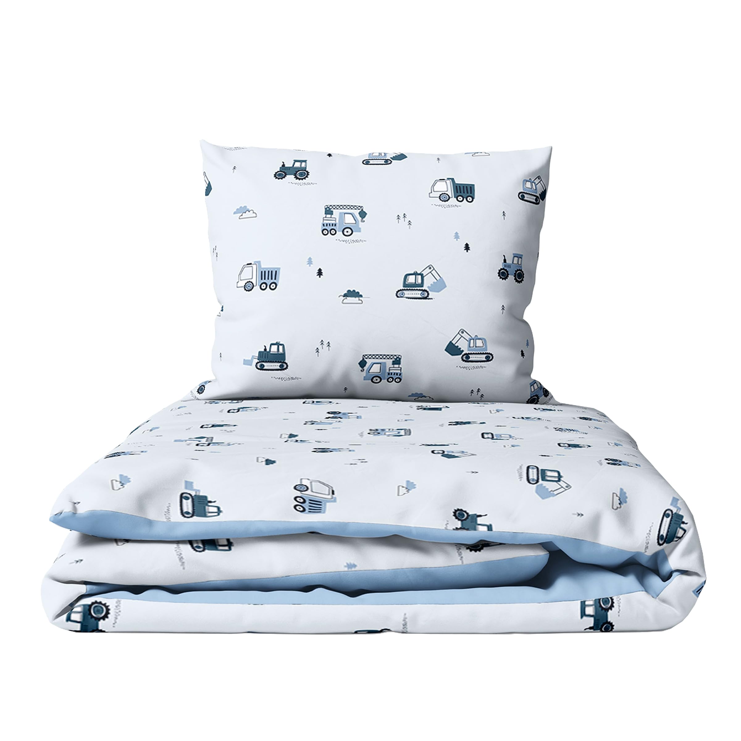 Baby Comfort 2 Piece Children Quilt Duvet & Pillow Set 80x70 cm 12M+ (Excavators)
