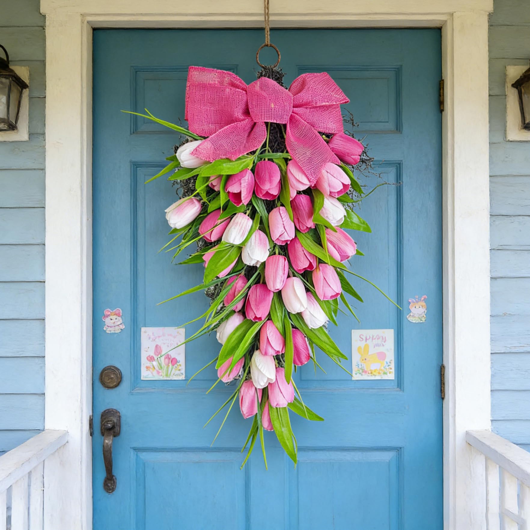Couronne de fleurs artificielles tulipes décoration mur porte maison pour fête des mères