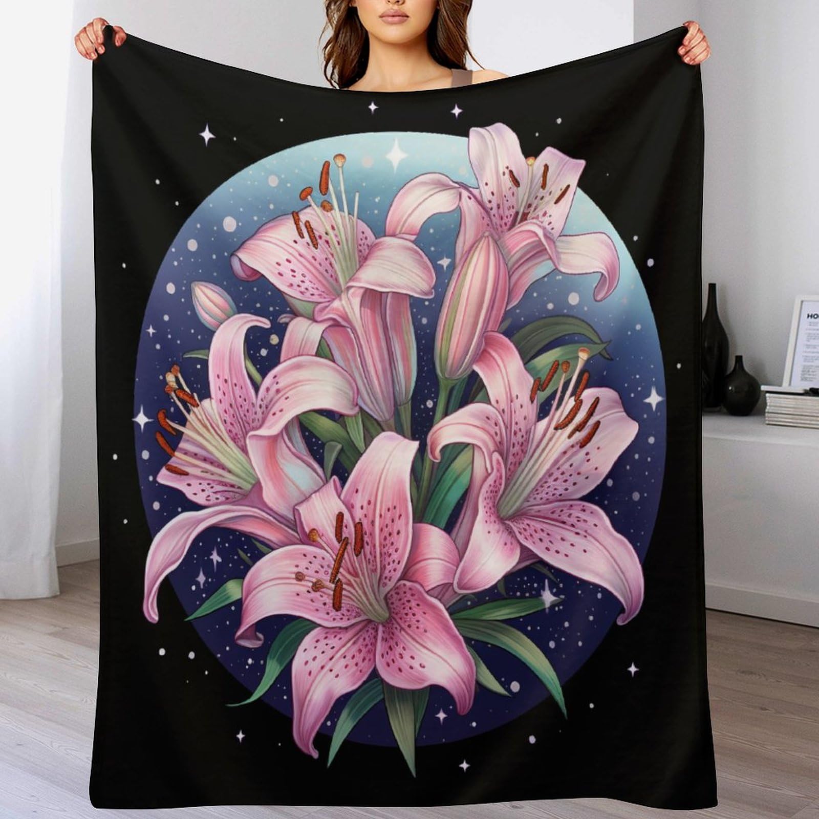 Couverture polaire fleur en flannel douce pour lit et canapé de 130x180cm