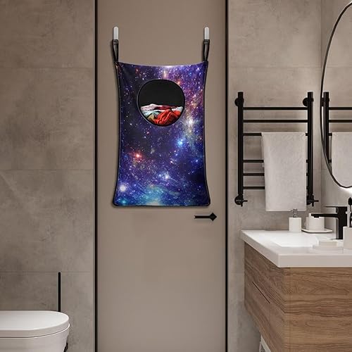 Miniatura 5 de Universe Galaxy - Bolsa de lavandería para colgar sobre la puerta, resistente, portátil, plegable, cesta de lavandería para espacio pequeño para