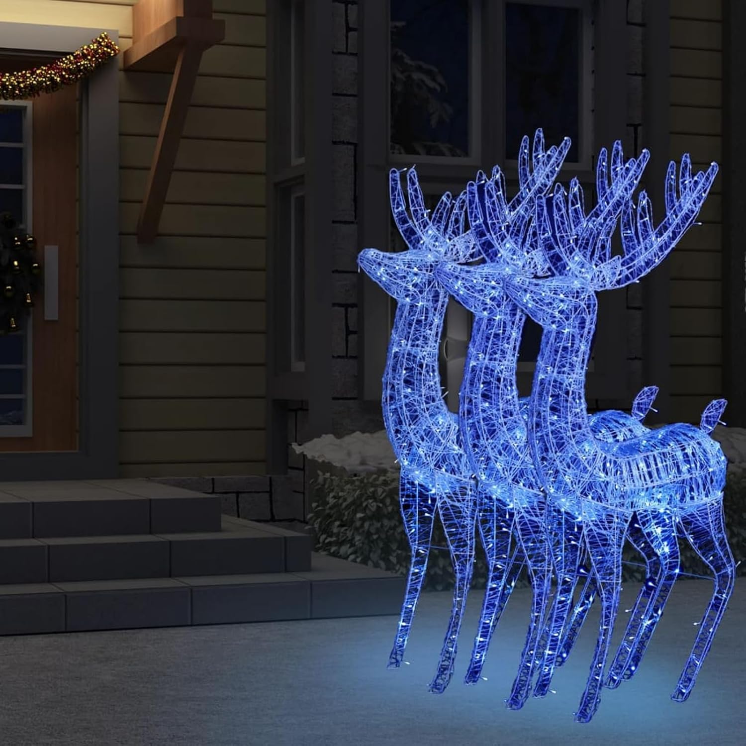 Xxl Akrylowe Renifery świąteczne 250 Led 3 Szt. 180 Cm Podświetlany Zestaw świątecznych Reniferów Rodzinnych Dekoracje Zewnętrzne Odporna Na Warunki Atmosferyczne Ozdoba świąteczna W Kształ