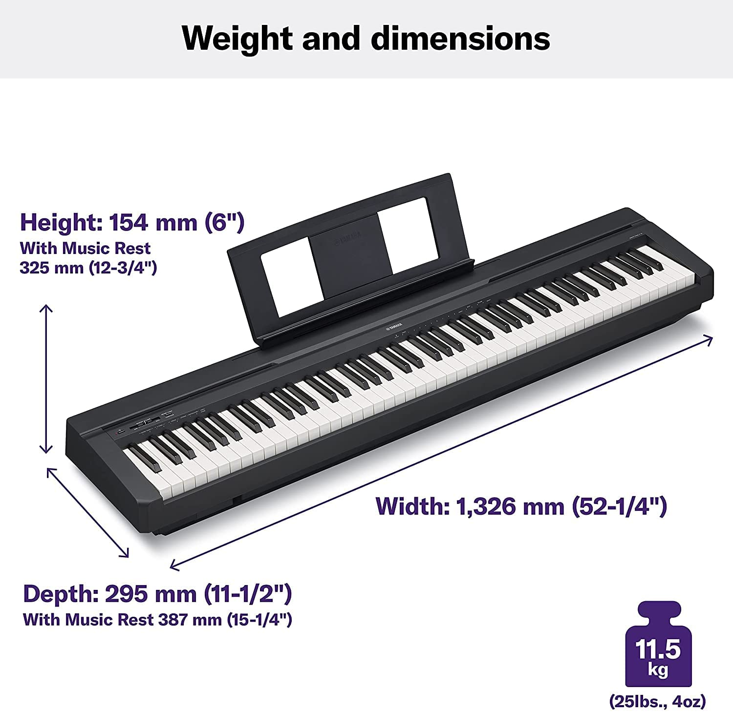 Piano Digital P 45 B Preto 88 Teclas com Fonte Bivolt Yamaha