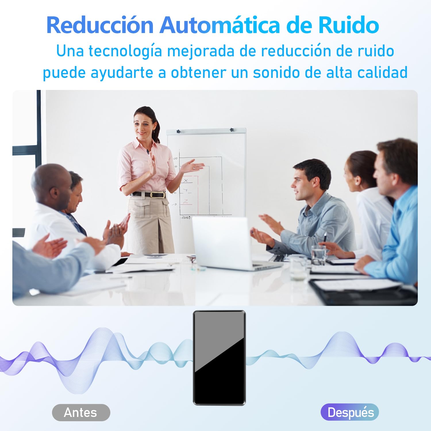 Grabadora de Voz Mini de 64 GB - Grabadora de Voz con Activación Vocal, Grabadora de Audio con Auriculares, Grabadora Espía Recargable USB, para Coche, Reunión, Clase