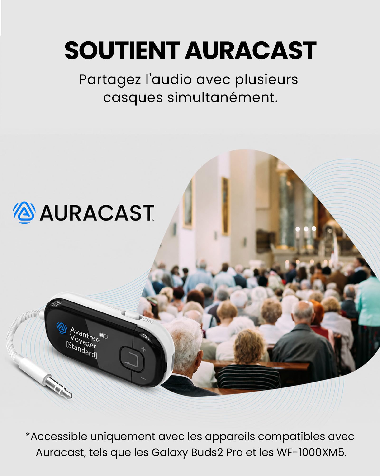 Avantree Voyager - Adaptateur Bluetooth 5.4 pour Avion avec Écran OLED