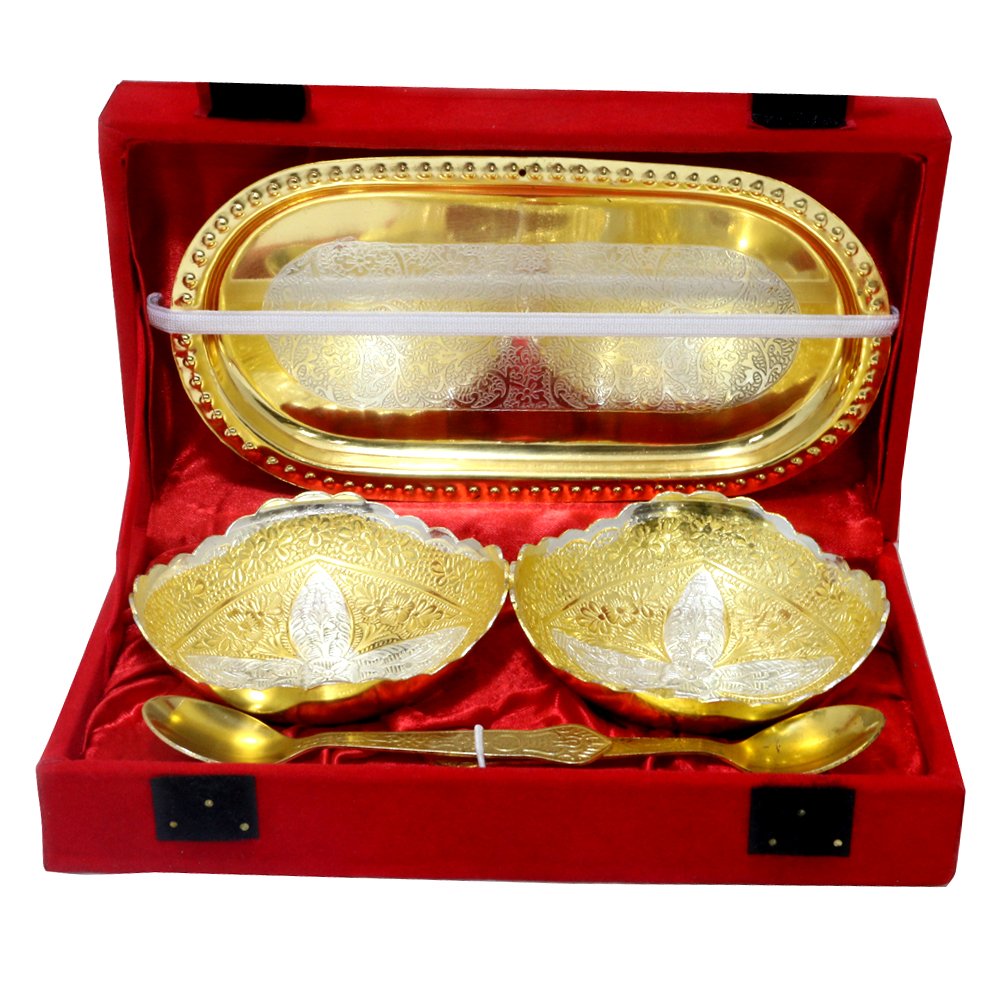 Buy Hunnycraft German Silver Traditional Bowl and Spoon Set with Velvet