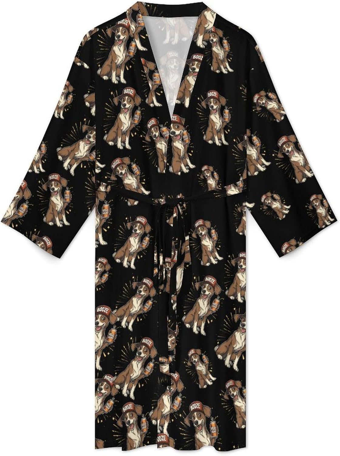 Booze Hound Mens Robe Long Bathrobe for Women Bath Robes Lightweight Soft Printed Sleepwear