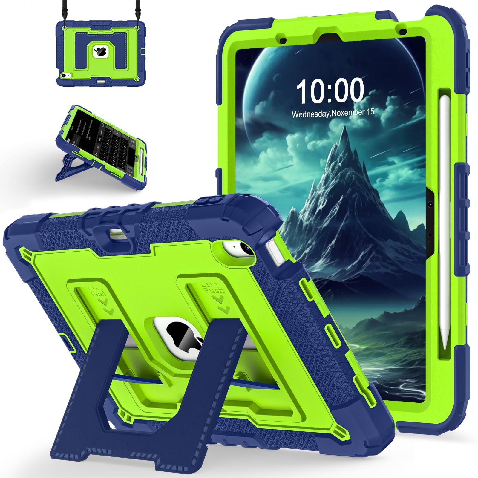 for iPad Air 11 Inch M4 (2026) /M3 (2025) /M2 (2024) iPad Air 5th/4th Generation Case 10.9 Inch (2022/2020),Military Grade Shockproof iPad Case Air 11 Inch with Pencil Holder, Navy Green