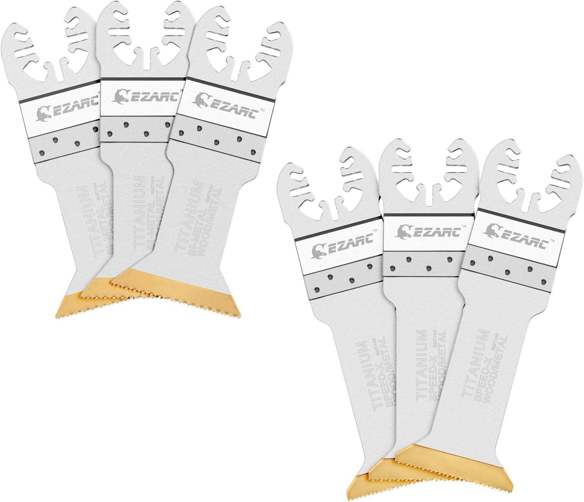 6 pcs Titanium Oscillating Multitool Blades Long and Standard Cut Saw Blades Fast Cutting for Wood, Metal and Hard Material